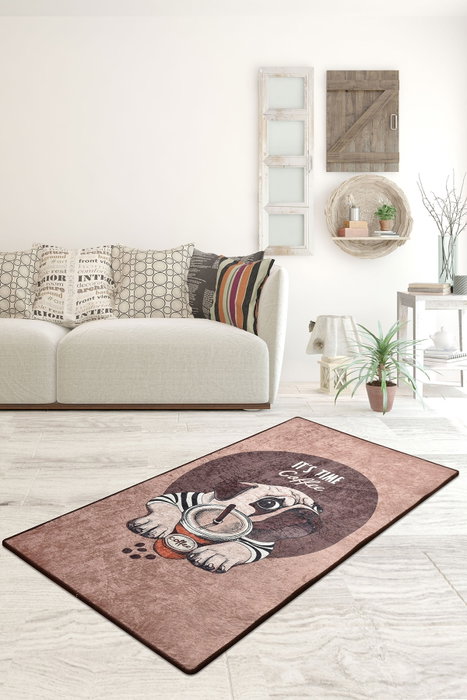 Conceptum Alfombra de Pasillo Pugs - Coffee 60 x 140 cm